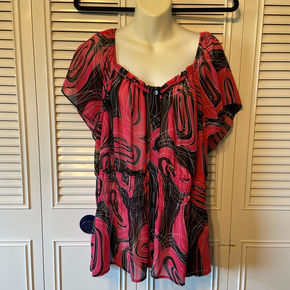 Pink and Black Blouse
